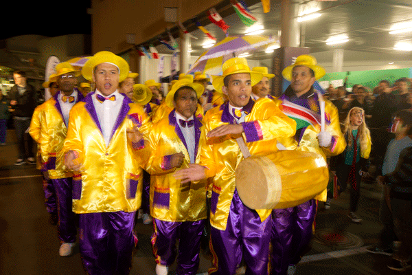 Fans welcome the Namibian rugby team at Auckland Airport